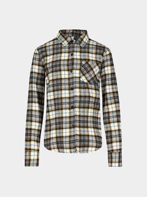 Younger Boy's Orange & Navy Check Shirt