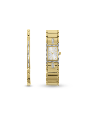 Tempo Ladies Gold toned Watch & Bracelet Set