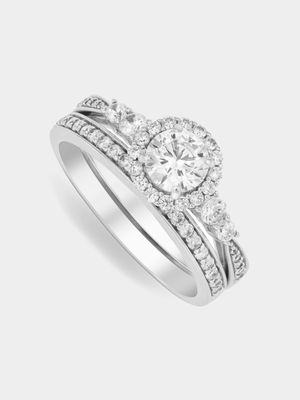 Cheté Sterling Silver & Cubic Zirconia Delicate Halo Twinset Ring