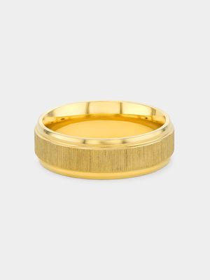 Stainless Steel Gold Plated Textured Men's Ring