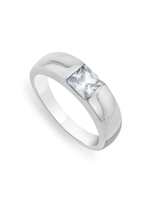 Sterling Silver Cubic Zirconia Solitaire Men’s Ring