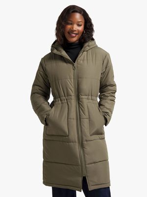 Women's Fatigue Long Hooded Puffer Jacket