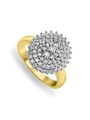 9ct Yellow Gold & 1ct Diamond Oval Cluster Ring