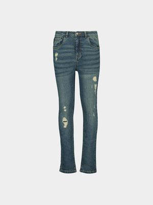 Younger Boy's Tinted Wash Rip & Repair Jeans