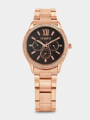 Tempo Rose Plated Brown Dial Bracelet Watch