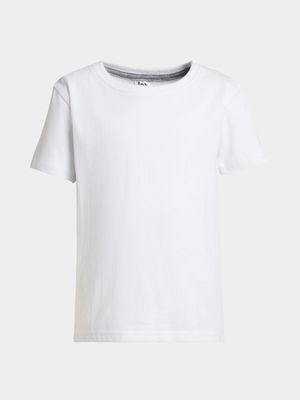 Jet Young Boys White Crew Neck Cotton T-Shirt