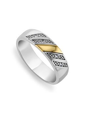 Yellow Gold & Sterling Silver With Diamond Men's Wedding Band