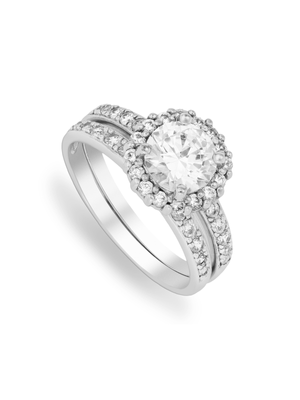 Cheté Sterling Silver & Cubic Zirconia Solitaire Halo Twinset Ring