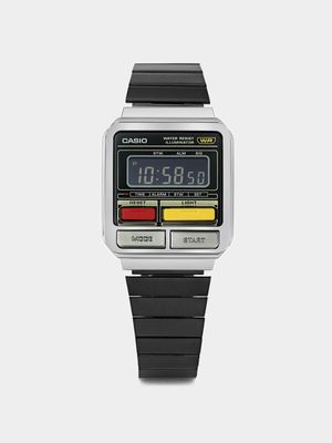 Casio Gunmetal Plated Stainless Steel Digital Bracelet Watch