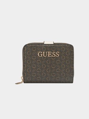 Women's Guess Natural  Filmore Foldover Zip Round Purse
