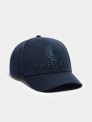 Fabiani Men's Logo and Crest lined Navy Peak Cap