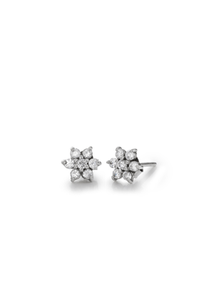 Miss Swiss Sterling Silver Cubic Zirconia Flower Petite Stud Earrings