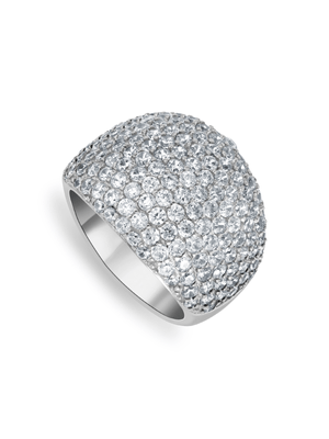 Sterling Silver Cubic Zirconia Women’s Pavé Dome Ring