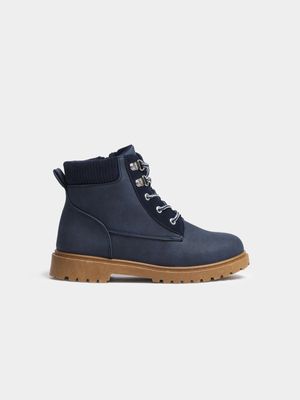 Younger Boy's Navy Military Boots