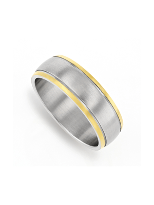 Stainless Steel 2-Tone Edge Detail Ring