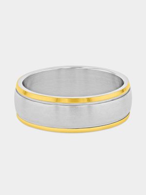 Stainless Steel 2-Tone Edge Detail Ring