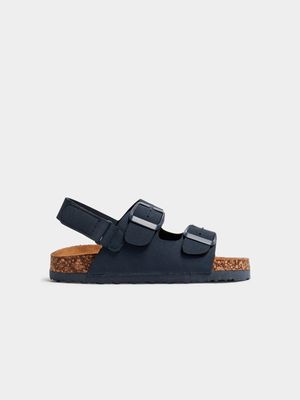 Younger Boy's Navy Double Strap Sandals