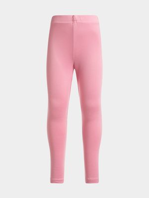 Jet Young Girls Floral Leggings in 100% Pink Cotton