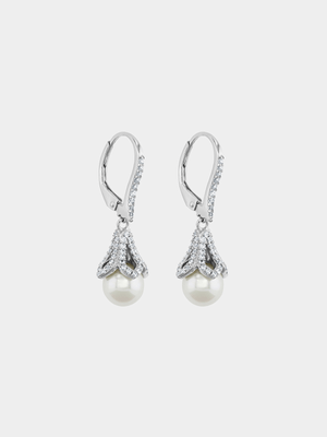 Cheté Sterling Silver Pearl & Cubic Zirconia Women’s Fairy Drop Earrings