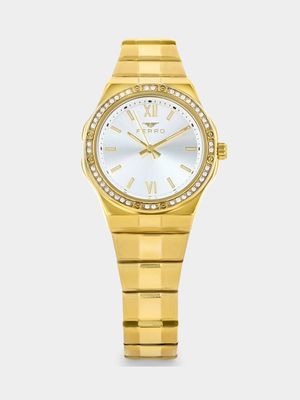 Ferro Gold Plated Silver Dial Bracelet Watch