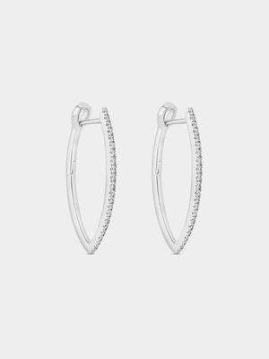 Sterling Silver Cubic Zirconia Marquise Hoops