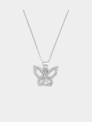 Sterling Silver Cubic Zirconia Butterfly Pendant