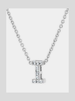 CZ Initial Necklace I Silver Plated