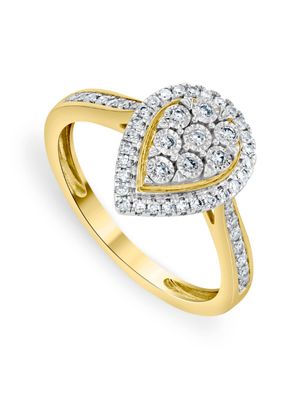 Yellow Gold 0.25ct Diamond Pear Halo Ring