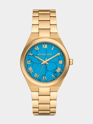 Michael Kors Lennox Turquise Dial Gold Plated Stainless Steel Bracelet Watch