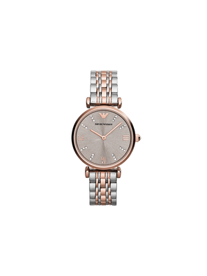 Emporio Armani Women's Rose Gold Plated & Stainless Steel Bracelet Watch