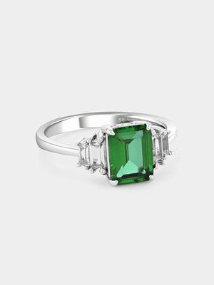 White Gold Lab Grown Emerald & Moissanite Women’s Emerald-Cut Ring