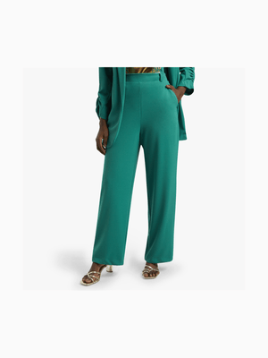 Women's Green Straight Leg Suit Trousers
