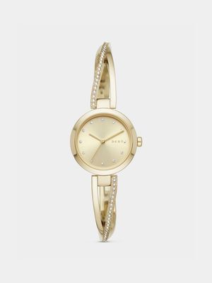 DKNY Women's Crosswalk Gold Plated Stainless Steel Bangle Watch