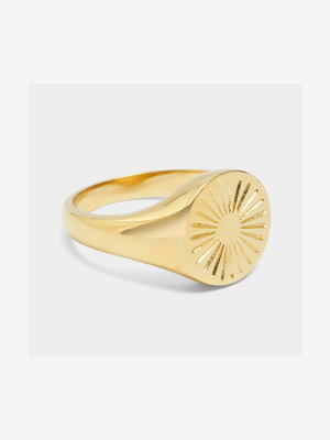 18ct Gold Plated Large rays signet ring