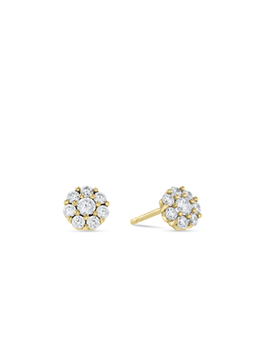 Yellow Gold & Sterling Silver, Cubic Zirconia Halo Stud Earrings