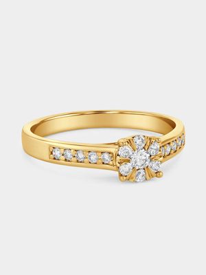 Yellow Gold 0.27ct Diamond Illusion Solitaire Ring