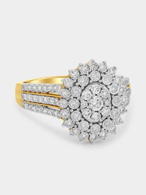 Yellow Gold 0.8ct Lab Grown Diamond Oval Cluster Ring