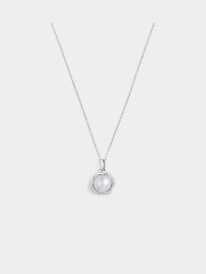 Sterling Silver Grey Freshwater Pearl Lily Pad Pendant