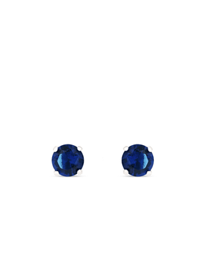 Sterling Silver Round Blue Stud Earrings