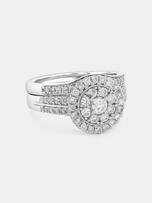 White Gold 1ct Lab Grown Diamond Women’s Double Halo Twinset Ring