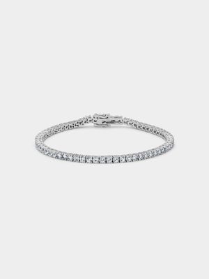 Sterling Silver Diamond & Created White Sapphire Tennis Bracelet