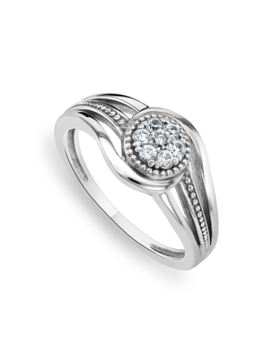 Sterling Silver Diamond & Created Sapphire Women’s Poppy Ring