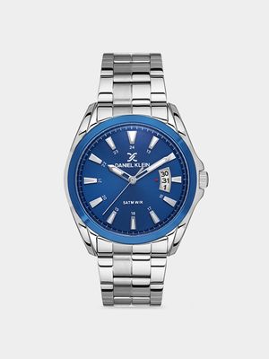 Daniel Klein Silver Plated Blue Dial Bracelet Watch