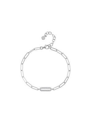 Sterling Silver & Cubic Zirconia Paperclip Link Bracelet