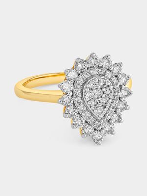 Yellow Gold 0.86ct Diamond Pear Cluster Ring