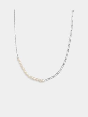 Cheté Sterling Silver Freshwater Pearl Paperclip Chain