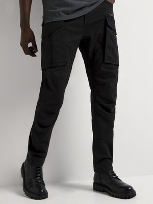 Fabiani Men's Zipped Utility Twill Black Pants