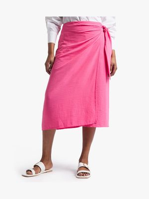 Women's Pink Wrap Skirt