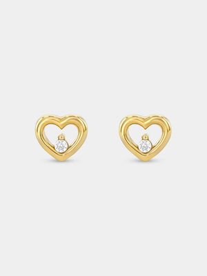 Rose Gold Plated Cubic Zirconia Women’s Mini Heart Stud Earrings