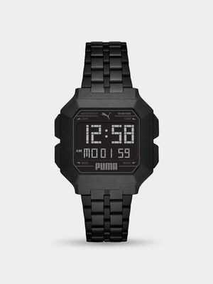 Puma Men's Remix Black Plated Stainless Steel Digital Bracelet Watch